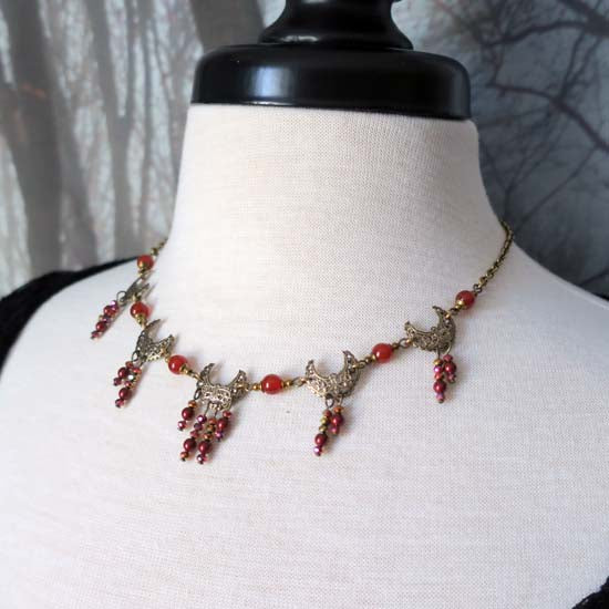 MOON MAIDEN Necklace - brass with Carnelian