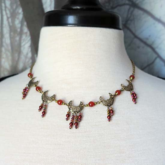 MOON MAIDEN Necklace - brass with Carnelian