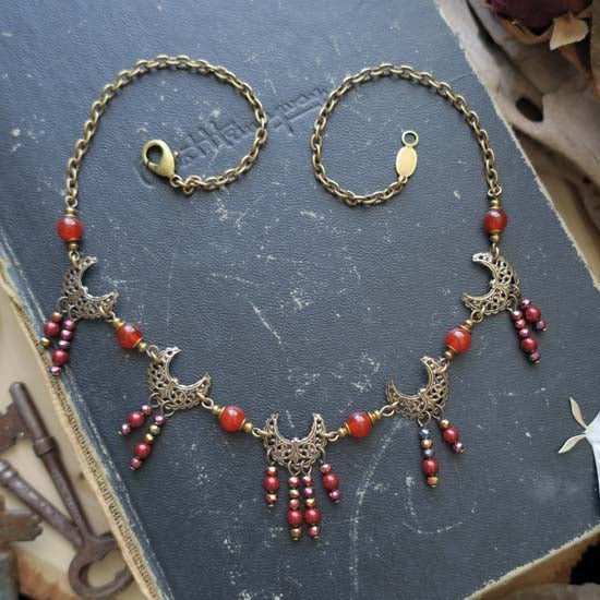MOON MAIDEN Necklace - brass with Carnelian