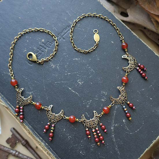 MOON MAIDEN Necklace - brass with Carnelian