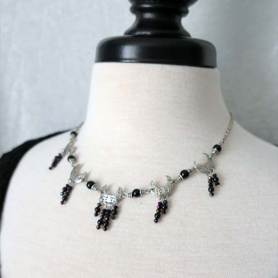 MOON MAIDEN Necklace - silver with Onyx