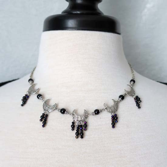 MOON MAIDEN Necklace - silver with Onyx