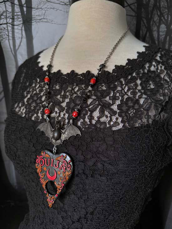 MYSTIC Necklace - red/orange - antique silver