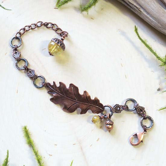 11 Birthstone Oak + Acorn *November/Citrine* - bracelet