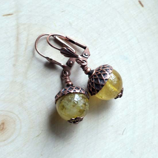 11 Birthstone Oak + Acorn *November/Citrine* - earrings