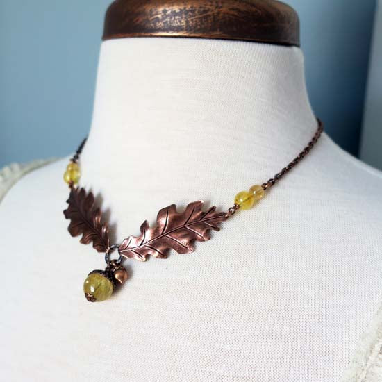 11 Birthstone Oak + Acorn *November/Citrine* - necklace