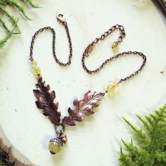 11 Birthstone Oak + Acorn *November/Citrine* - necklace