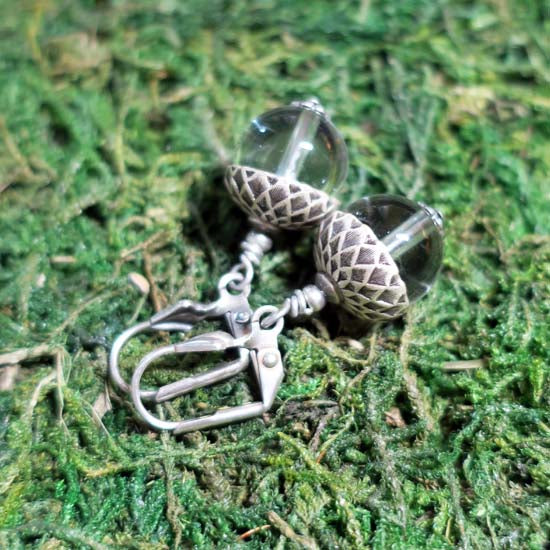 Oak + Acorn *April/Clear Quartz* - earrings