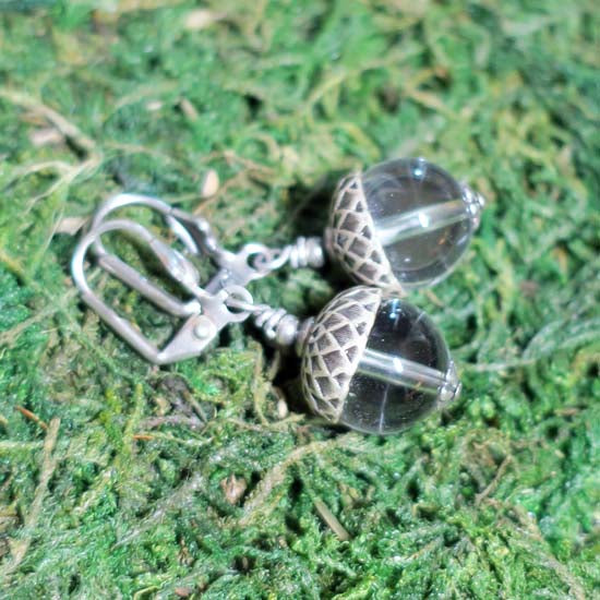 Oak + Acorn *April/Clear Quartz* - earrings