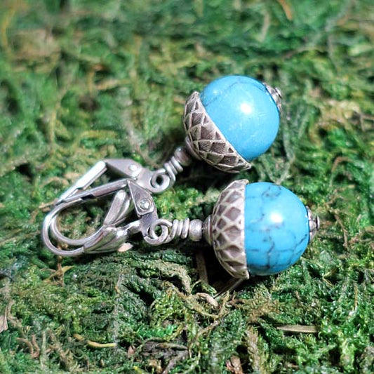12 Birthstone Oak + Acorn *December/Turquoise* - earrings