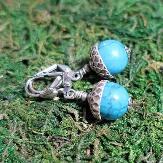 12 Birthstone Oak + Acorn *December/Turquoise* - earrings