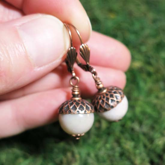 Oak + Acorn *October/Pink Opal* - earrings