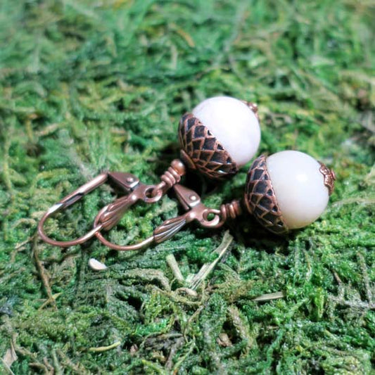 Oak + Acorn *October/Pink Opal* - earrings