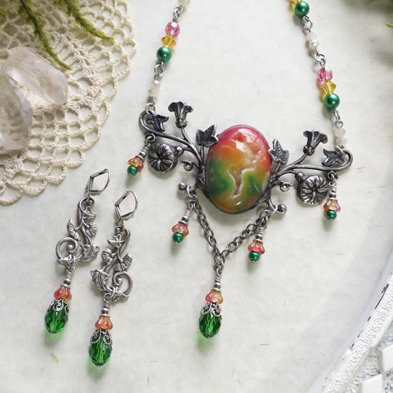 Rainbow Garden Necklace & Earrings - One of a kind