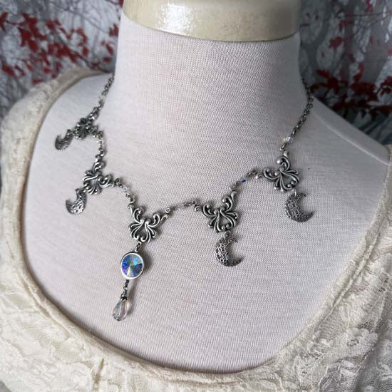 SELENE Necklace - silver with AB clear crystals
