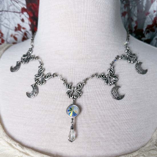 SELENE Necklace - silver with AB clear crystals