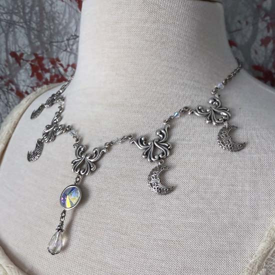 SELENE Necklace - silver with AB clear crystals