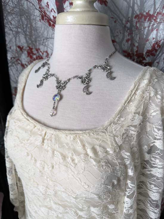 SELENE Necklace - silver with AB clear crystals