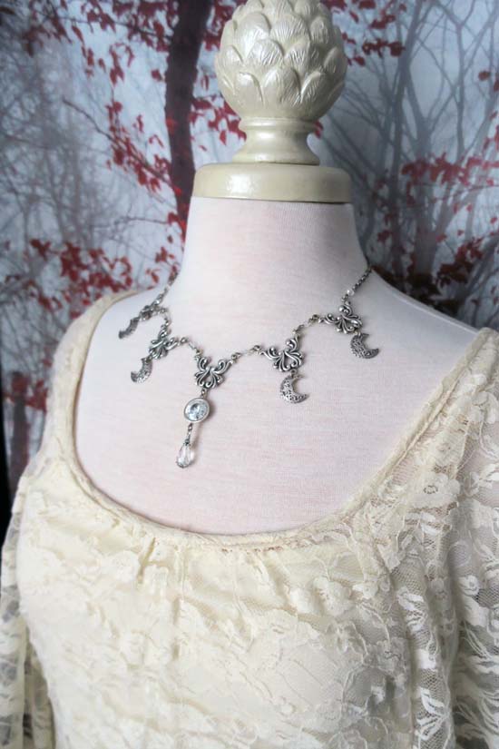 SELENE Necklace - silver with clear crystals