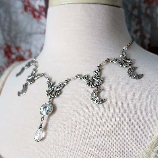 SELENE Necklace - silver with clear crystals