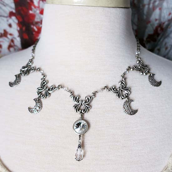 SELENE Necklace - silver with clear crystals
