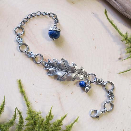 9 Birthstone Oak + Acorn *September/Kyanite* - bracelet