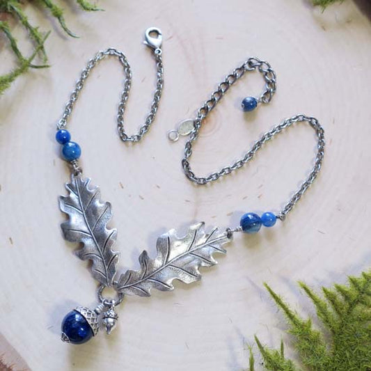 9 Birthstone Oak + Acorn *September/Kyanite* - necklace