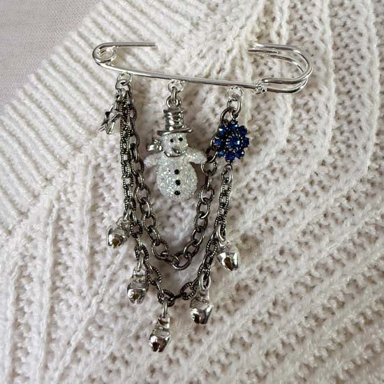SNOWMAN - Pin/Brooch - silver w/blue