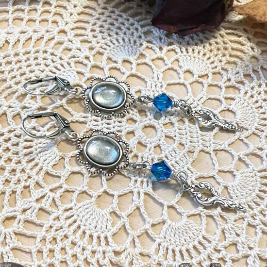 THEODORA Earrings - silver with blue