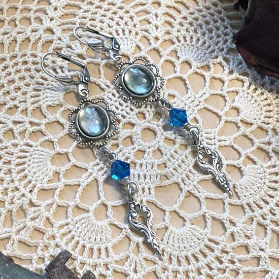 THEODORA Earrings - silver with blue