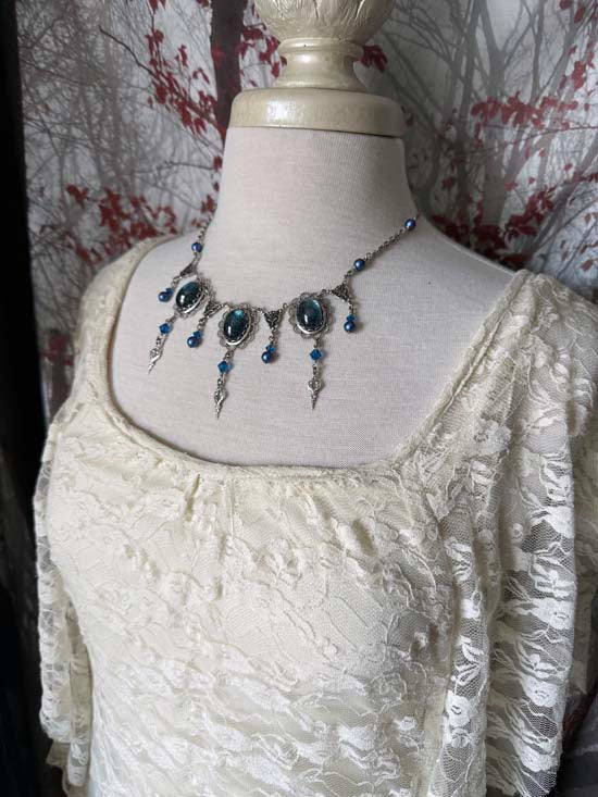 THEODORA Necklace - silver with blue