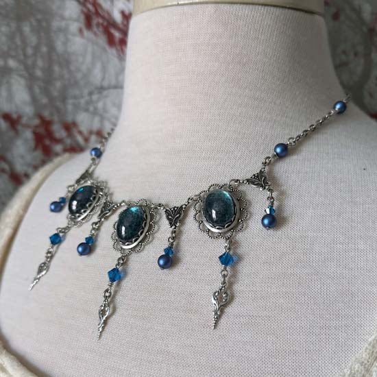 THEODORA Necklace - silver with blue
