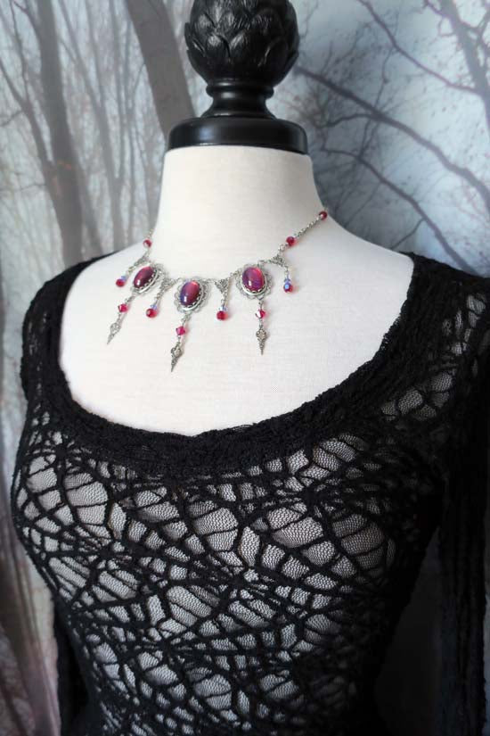 THEODORA Necklace - silver with Dragon's Breath glass
