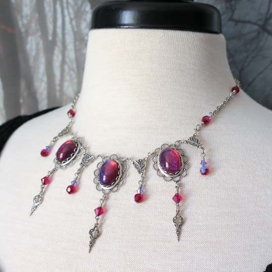 THEODORA Necklace - silver with Dragon's Breath glass