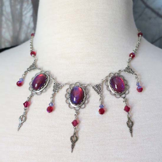 THEODORA Necklace - silver with Dragon's Breath glass