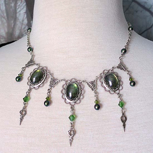 THEODORA Necklace - silver with green