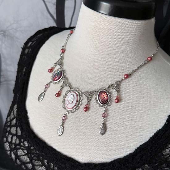THEODORA II Necklace - silver with mermaid and paua shell accents