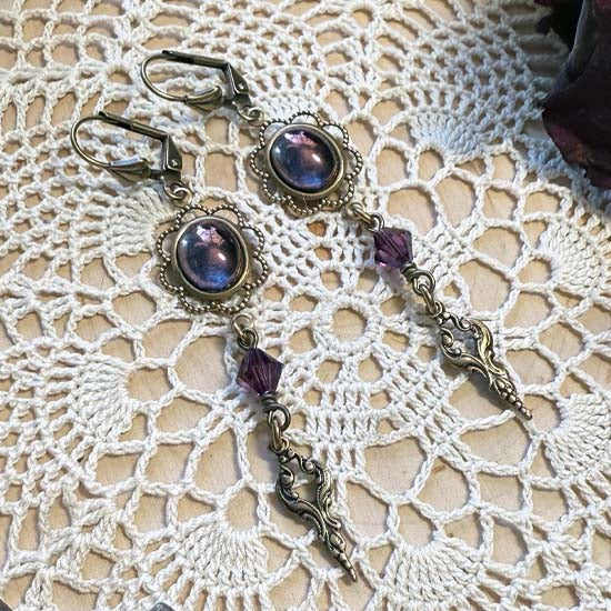 THEODORA Earrings - brass with purple