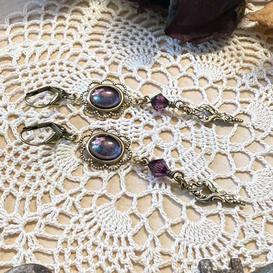 THEODORA Earrings - brass with purple