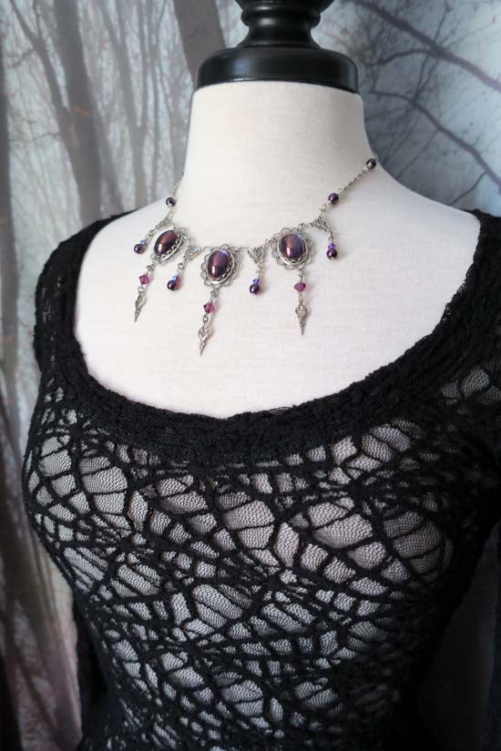 THEODORA Necklace - silver with purple