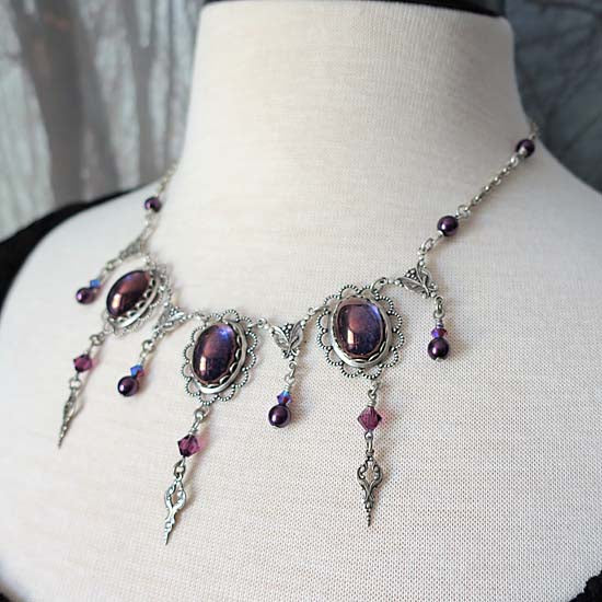 THEODORA Necklace - silver with purple