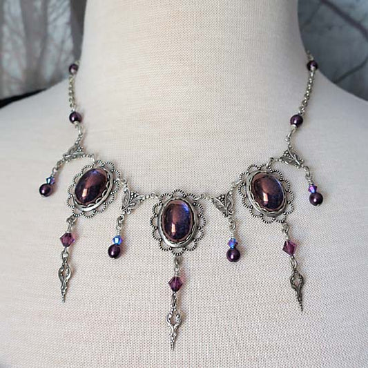 THEODORA Necklace - silver with purple