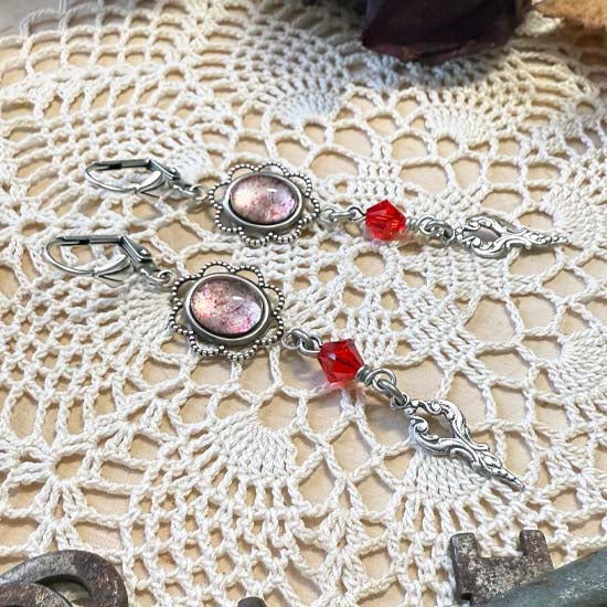 Theodora Earrings - silver with red