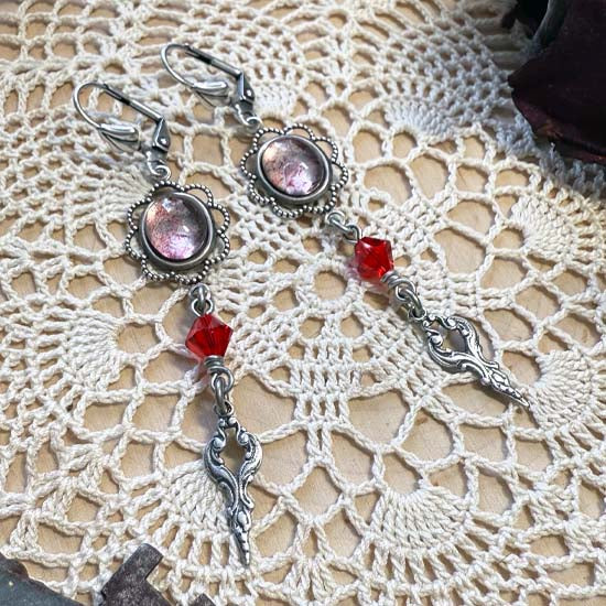 Theodora Earrings - silver with red