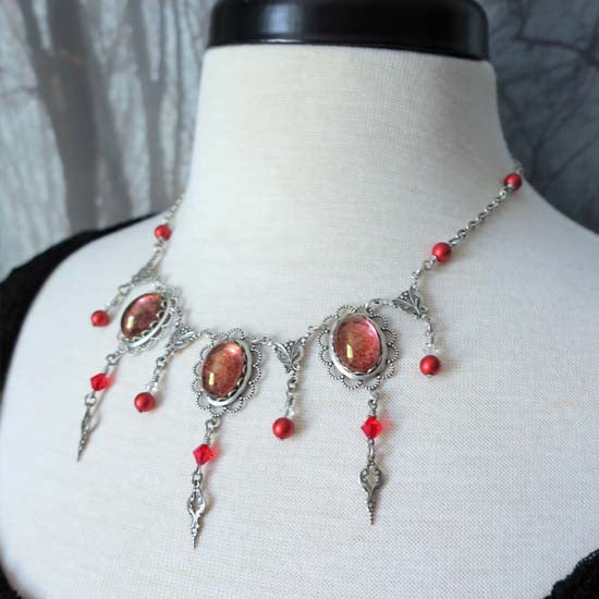 THEODORA Necklace - silver with red