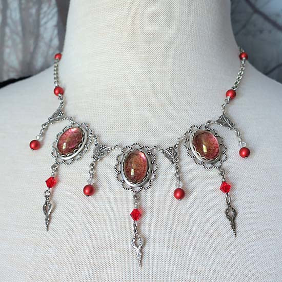 THEODORA Necklace - silver with red