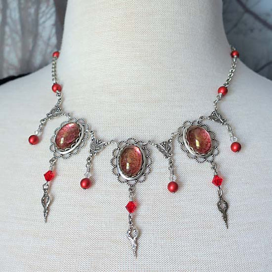 THEODORA Necklace - silver with red