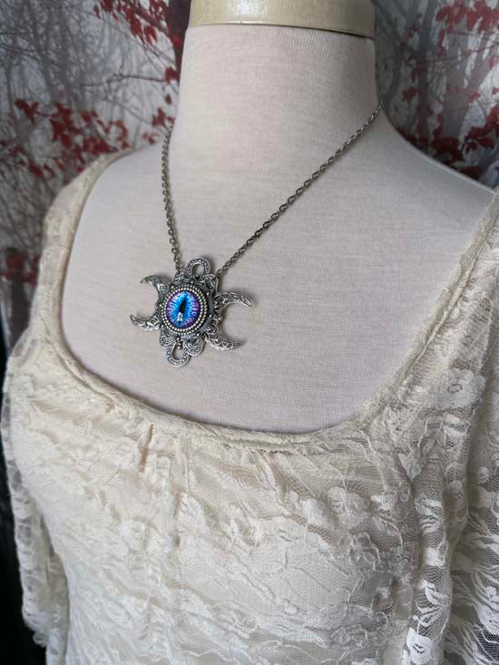 THE SEER Triple Moon Necklace - blue-purple