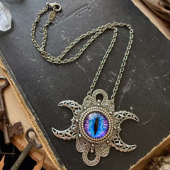 THE SEER Triple Moon Necklace - blue-purple
