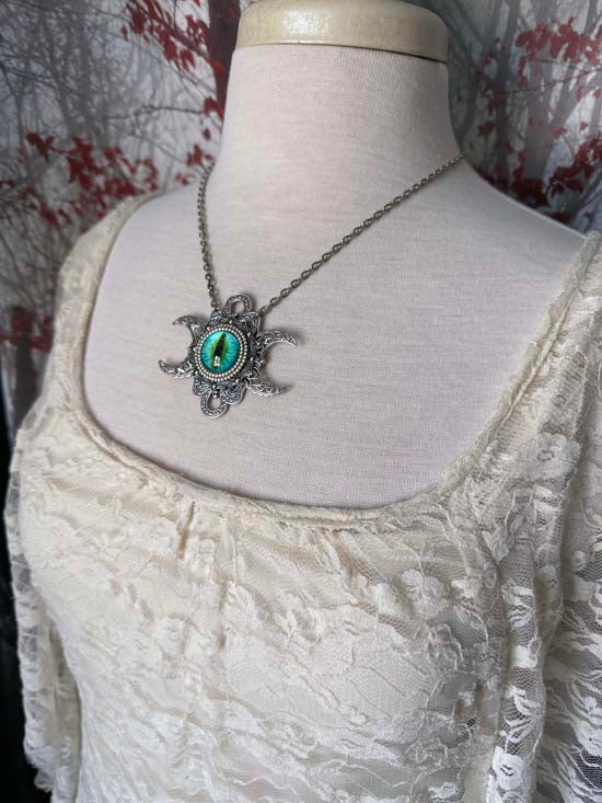 THE SEER Triple Moon Necklace - green-blue eye